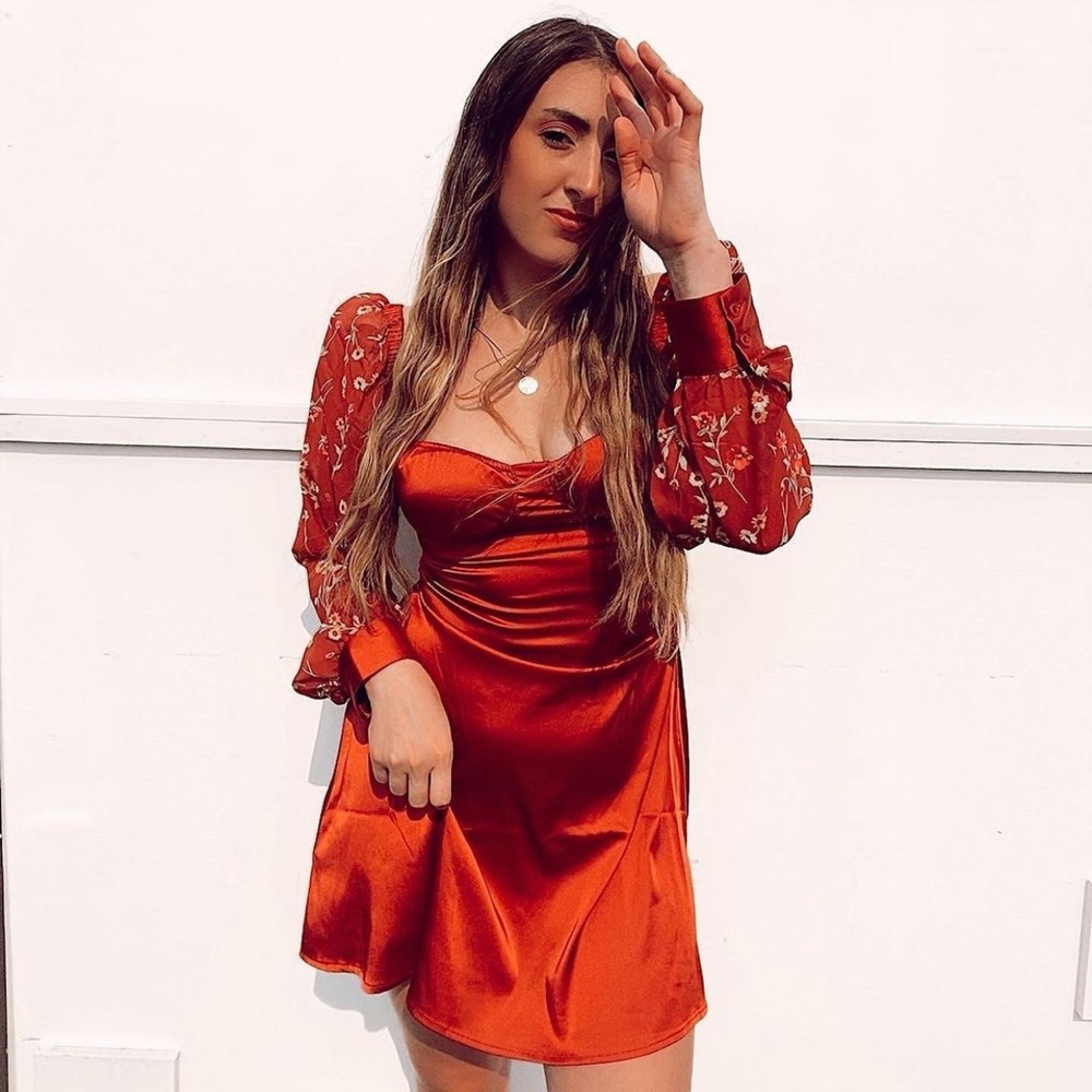 WeWoreWhat Puff Sleeve Rose And Daisies Mini Dress